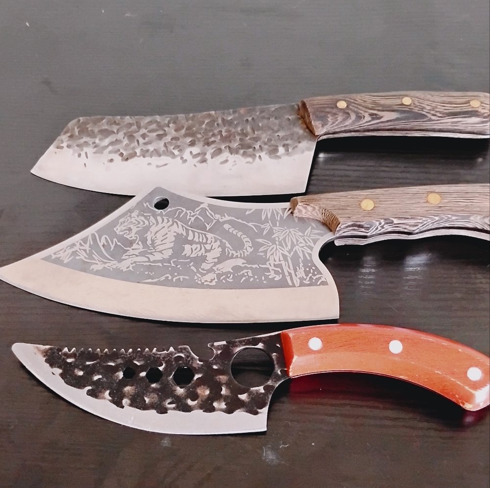 Handcrafted Kitchen Knife Set with Wood Handles